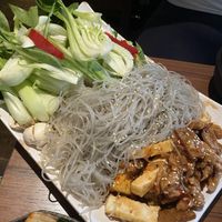 Vegetables, glass noodles and soy meat strips for the Bapsang BBQ for two people  at Feel Seoul Good in Berlin