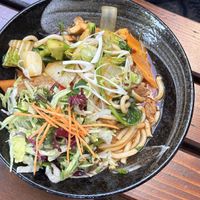 Udon with garlic, soja mediallions  at Feel Seoul Good in Berlin