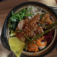 Bibimbab with marinated soy Medaillons  at Feel Seoul Good in Berlin