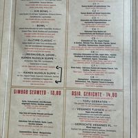 Menu  at Feel Seoul Good in Berlin