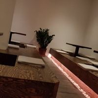 Seating area to the rear is lovely and peaceful, with an interesting seating set up at Feel Seoul Good in Berlin