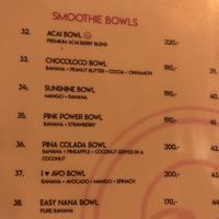 Smoothie bowls and smoothies and other yummy bowls like falafel  at Indie Beach in Koh Chang