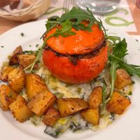 stuffed pumpkin with creamy leek and potatoes  at Hirscheneck in Basel
