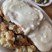 Sourdough and gravy with homedfries  at Panchos & Gringos Deli in San Antonio