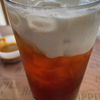 Thai iced tea special ordered vegan by using coconut milk instead of condensed milk   at Thai Station in Payson