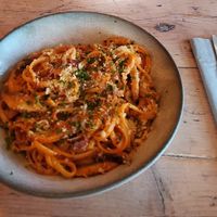 Roasted Mushroom linguine at Catch 22 Brasserie in Anglesey