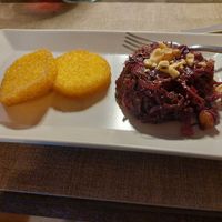 Red cabbage caponata with gnocchi fritti at GingerGi in Padua