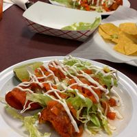 Vegan enchiladas with seitan and vegan creama  at Taco Temptation in Port Chester