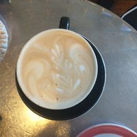 Oat milk drink my friend got at Kaibur Coffee in Pittsburgh