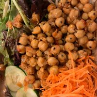 Spicy garbanzo bean noodle bowl at Bon Me in Cambridge