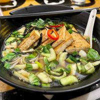 Siamin Noodle Soup with Kalbi Tofu at Seedz Cafe in Steamboat Springs