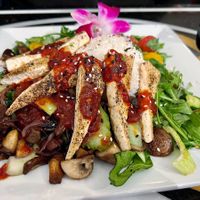 Gochujang Tofu with Wild Hazel Dell Mushrooms at Seedz Cafe in Steamboat Springs