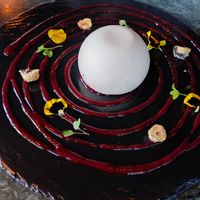 Postre de esfera vegana at Bidasoa Restaurant at Hotel Bidasoa in Santiago