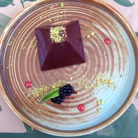 Chocolate pyramid - heaven ! at Bidasoa Restaurant at Hotel Bidasoa in Santiago