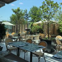 Terrace by the pool at Bidasoa Restaurant at Hotel Bidasoa in Santiago
