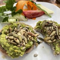 Guaca bagel  at Elephant Garden in Puerto Escondido