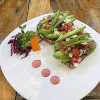 Avocado toast with picoo  at Elephant Garden in Puerto Escondido