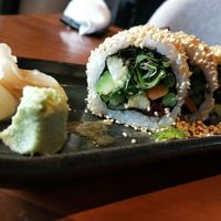 Best vegan sushi Ive tasted. You need to ask and make sure the sauce on top is vegan. at Sushi Mori in Bangkok