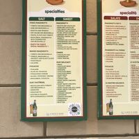 english menu at Panzerotti Luini in Milan