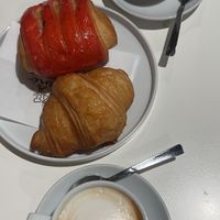 vegan croissant (bottom) (red one was not vegan)   at Pasticceria Petteno - Mestre in Venice