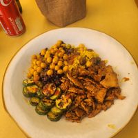 Vegan Bowl with vegan filet at Soup in Town in Lucca