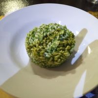 Risotto with nettles-based pesto at Taverna dell'Ortica in Trecate