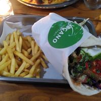 Mixed kebab with garlic chips at Vegano in Newcastle Upon Tyne