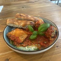 Ravioli and Meatballs with Foccacia  at Vegano in Newcastle Upon Tyne
