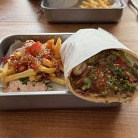 Mixed kebab with sweet chili fries    at Vegano in Newcastle Upon Tyne