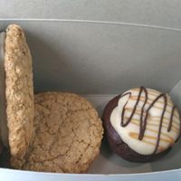 Oatmeal cream pie, buckeye doughnut at Purely Sweet Bakery in Beavercreek