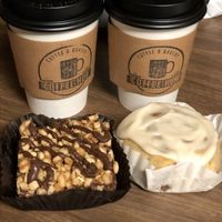 Vegan peanut butter chocolate bar and cinnamon roll  at Purely Sweet Bakery in Beavercreek