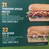 Subs options at Subway in Caledonia