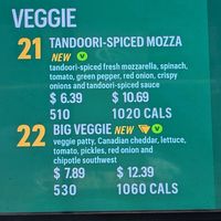 Veggie Options at Subway in Caledonia