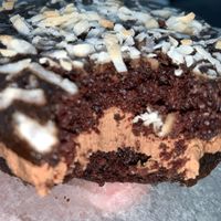 Inside of the chocolate coconut. Tastes like brownies with a thick filling at Shuga Pie Shop in Babylon