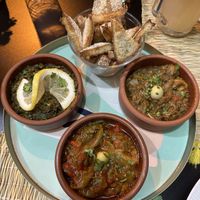 Three yummy Moroccan starters  at Veggie Pause  in Fes