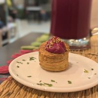 Vegan beetroot tart at Veggie Pause  in Fes
