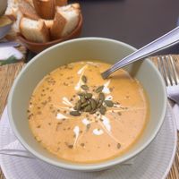 Chickpea lentil Soup of the day  at Veggie Pause  in Fes