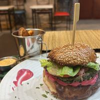 Vegan burger  at Veggie Pause  in Fes