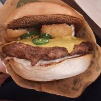 March 2022 month burher "Vegan chili cheese burger" at Bastard Burgers - Liljeholmstorget in Stockholm