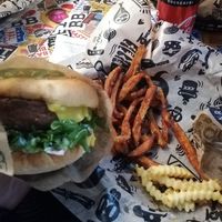 London burger with sweet fries at Bastard Burgers - Liljeholmstorget in Stockholm