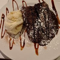 Warm vegan chocolate cake and ice cream at Grappolo in Huddersfield