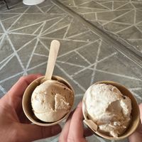 Cookie butter (left) and samosa (right)   at Plant+Love Ice Cream in St Petersburg
