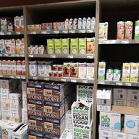 Vegan milk options at Biocoop Andorra in Escaldes-engordany