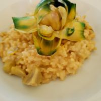 Risotto de Alcachofas at Xaloc Lounge in Alicante