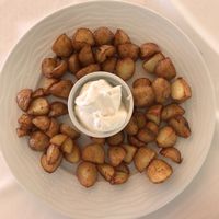 Wrinkled potatoes with a vegan dip ❤️ So good!  at Xaloc Lounge in Alicante