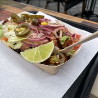 Burrito bowl with brown rice, sweet potato, black beans and several other toppings.  Chimichurri and their spicy El Diablo sauce!   at BABs Burritos in Maastricht