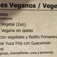 Carta vegetariana y vegana at Lola & Cia in A Coruna