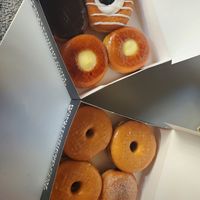 Danish donut, Boston creme, creme brule, pb&just, and jelly donut at Donut Friend - DTLA in Los Angeles