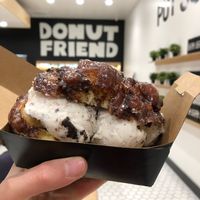 Apple fritter with cookies & cream ice cream   at Donut Friend - DTLA in Los Angeles