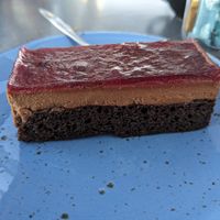 Vegan chocolate berry cheesecake at Astro Cafe in Lake Tekapo
